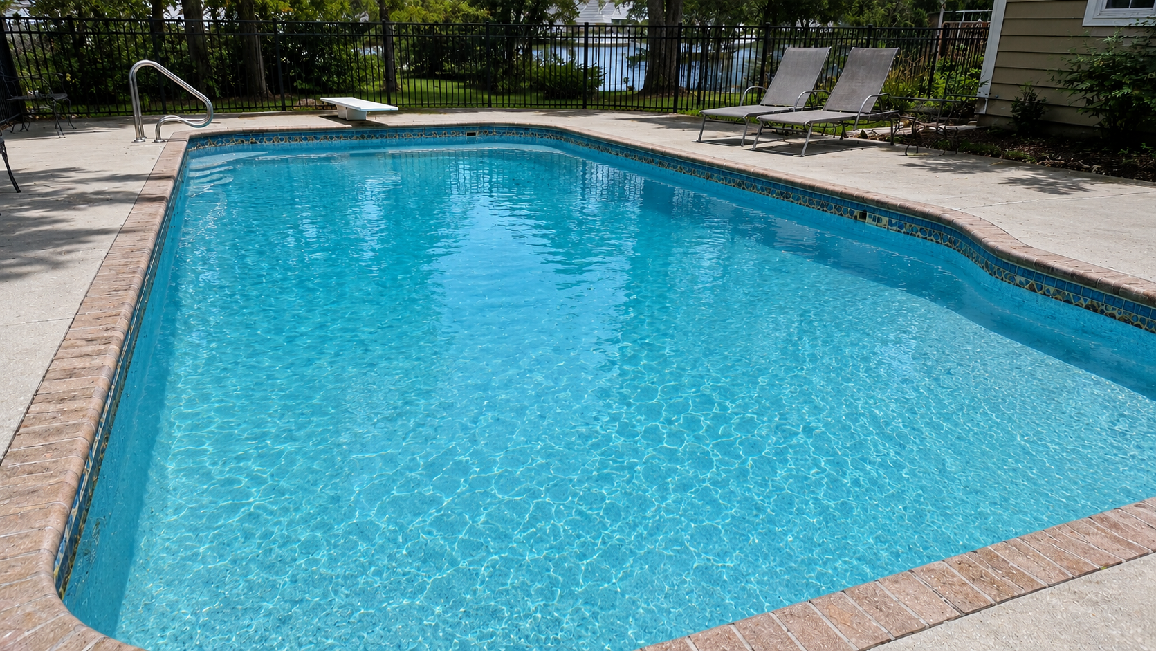 Pool after professional cleaning — crystal clear water
