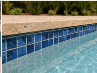 Freshly cleaned pool waterline tiles